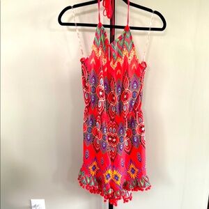Flying Tomato Halter Orange  Open Back Tie Romper *NWOT* Size Medium